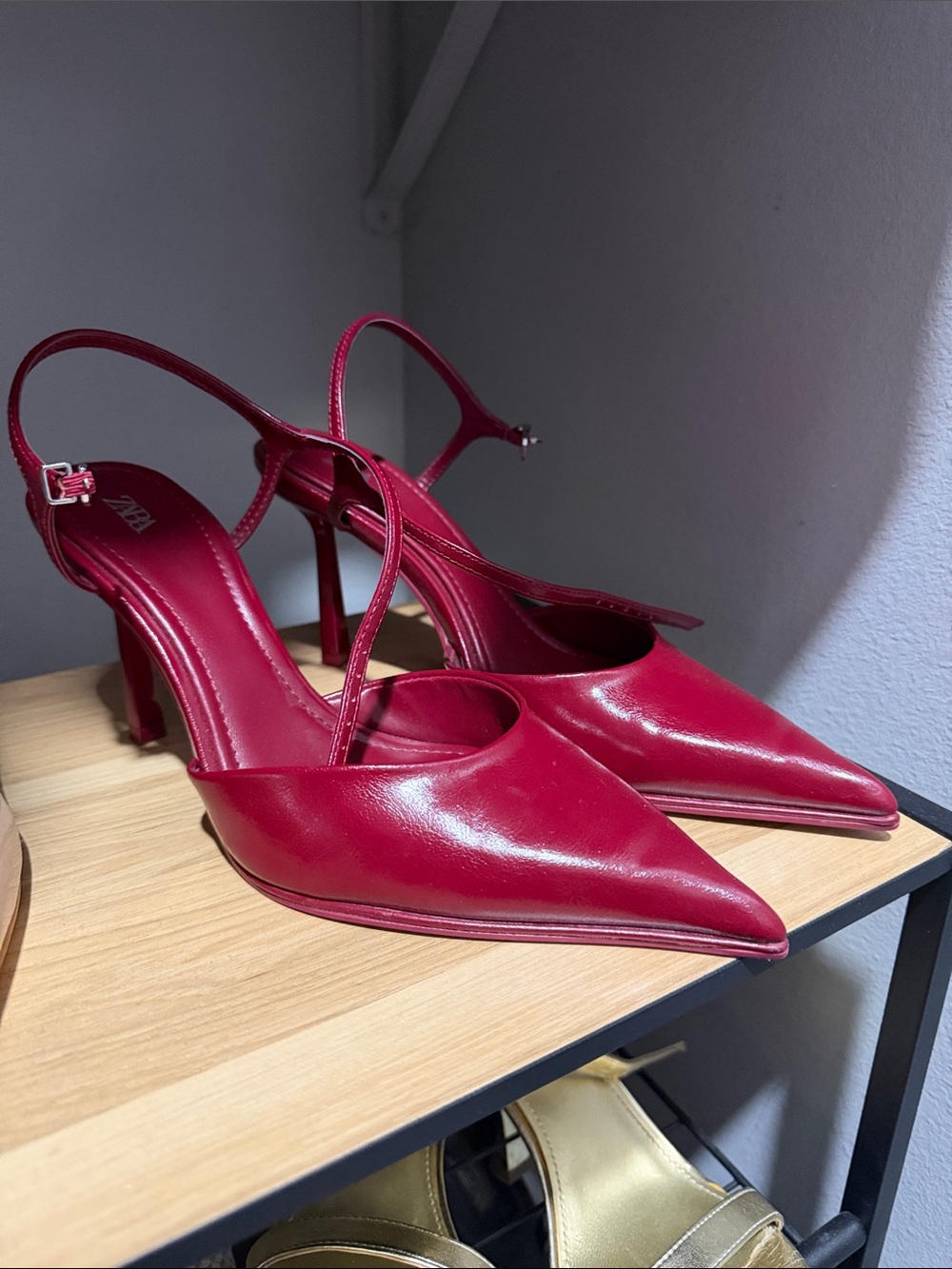Zara Burgundy Pointed Slingback Pumps